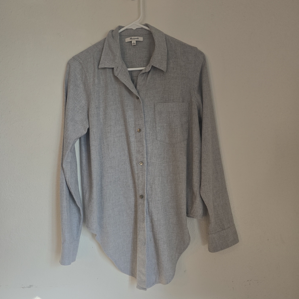 Madewell Women's Light Gray Casual Button-Down Shirt